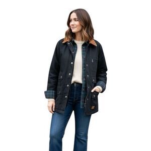 VINTAGE Lauren Jeans Co. Black Barn Chore Coat Jacket Plus Size 1X Suede Collar